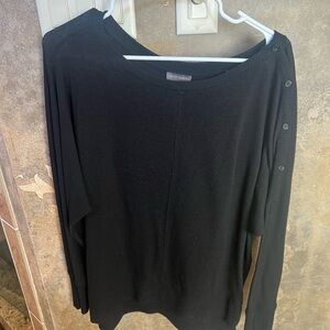 Black Button-Shoulder Sweater